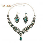 1 komplekt kaelakee k&otilde;rvar&otilde;ngaste komplekt kivist kaelakee k&otilde;rvar&otilde;ngad balli pulmapidu Pruudi s&uuml;mmeetrilised rippuvad k&otilde;rvar&otilde;ngad pidulikel puhkudel kaela ehete komplekt roheline