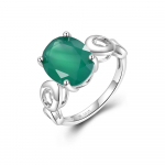 Klassikaline lihtne disain Naturaalne roheline ahhaat S925 h&otilde;bes&otilde;rmus Imeilusa suure v&auml;&auml;riskiviga peen ehtekunst daamidele Aastap&auml;eva- ja P&uuml;hadekingitus US RING SIZE:7#