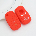 Silikoonist 3-nupuline autov&otilde;tme &uuml;mbris V&otilde;tmed T&auml;iskattega kaitsekarp VW Volkswagen Polo Tiguan Passat Golf Jetta Lavida Skoda Octavia jaoks punane