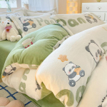 Soe lumehelbe fliis neljaosaline komplekt, kahepoolne fliis paksendatud piima fliis voodilina kolmeosaline komplekt 1.2m bed