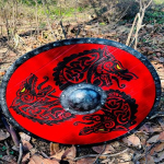 60.96cm Punane Draakon Valhalla Viikingikilp Kingitus Lahinguks Valmis Viikingikilp P&otilde;hjamaa Viiking &Uuml;mar Kilp red