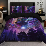 3-osaline Starry Sky Forest Wolf Print voodipesukomplekt &ndash; pehme ja hingav tekikott magamistuppa, k&uuml;lalistetuppa ja &uuml;histuppa! 90X200cm 2PCS