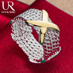 925 Sterling H&otilde;be Kuldne Ema X S&otilde;rmus Mood Pulmaehted 6#