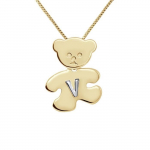 LEA &; ARTHUR - Laste ripatsi motiiv (KARUPOEG) kollaseks kullatud ja; (V kiri) H&otilde;bedane 925 tuhandeid roodiumiga kaetud