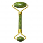 Rouleau de jade pour massage du visage, rouleau de peau pour le cou, double t&ecirc;te, peau ample, jade naturel Green 3 -FJFK1345