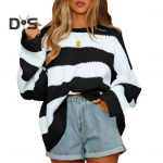 Naiste Pullover Kampsun Laia Triibuline V&auml;rvi Plokk Kaelusega Pikkade Varrukatega Varrukatega Suurem&otilde;&otilde;tmeline Kampsun Vabaaja kudumid XL punane