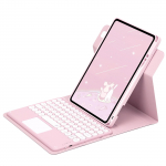 360&deg; p&ouml;&ouml;rlev &uuml;mbris puuteplaadiga klaviatuuriga iPad Air 11 Air 5 4 3 Pro 11 2022&ndash;2018 &uuml;mbris iPad 10. 9. 8. 7. p&otilde;lvkond Pro 10.5 jaoks For iPad Air 11 2024 roosa