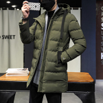 Puuvillaga vooderdatud meeste talvejakk Uus Korea stiilis Kapuutsiga Keskmise pikkusega Paksenenud Soe Udusulgedest Puuvillane Jakk Trendikas 4XL gray