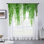 Akvarell, lillelised p&otilde;hjamaised lehed, l&auml;bipaistev voile kardin elutuppa Magamistoa K&ouml;&ouml;giaknale L&auml;bipaistev &scaron;ifoonist t&uuml;llkardinad 1 PCS W100XH250cm&Rod Pocket
