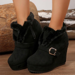 Moodsad Naiste Suede Kiilud Pahkluusaapad Karusnahaga &Uuml;lik&otilde;rged Kontsad Kingad Naine 2025 Trend Mood Talvine Elegantne Soe Kingad Lumekingad Mujer 41 must