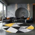 Kaasaegne elutoa &uuml;mmargune vaip Geomeetriline vaip P&otilde;hjamaade kerge luksus magamistoa kaunistus &uuml;mmargune Vaip Kiiktool libisemisvastane matt 120x120cm-47x47in gray