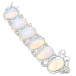 Milky Opal Gemstone Handmade 925 Sterling Silver Bracelet7-8 r4t50