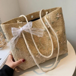 Suvine piknikukott Kaasaskantav &auml;mbrikott Luksuslik disainer k&auml;ekott Moodne punutud k&auml;ekott naistele K&otilde;igega sobiv naiste kott khaki