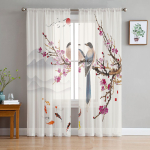 Tindi-ploomi&otilde;ie taimne t&uuml;llist l&auml;bipaistev kardin elutoa kaunistamiseks akna kardin magamistoa jaoks voile organza kardinad W135 x H115cm x1&Rod Pocket