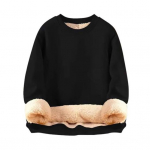 Meeste talvine kampsun Fliisvoodriga soojusisolatsiooniga O kaelus Pure Color Plus Size elastsete k&auml;tistega Meeste s&uuml;gistalvine topp M must