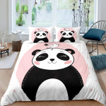 Armas punane panda tekikott king size, roosa armastuse t&auml;htede voodipesukomplekt kawaii multika loomad tekkekate t&uuml;drukulik magus tekkekate 150x200cm 3pcs