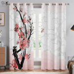 Hiina maastikumaal 3D-print kardinad tindimaal m&auml;ed ja pilved ploomi&otilde;ied virsiku&otilde;ied klassikalised kardinad W50xH130(CM)x2PCS&Grommet Top