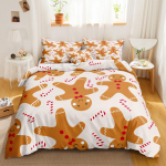 Multifilmsed j&otilde;uluvoodipesukomplektid Piparkoogimehe tekikotikomplekt Moodne mood Kodutekstiilid Lilleline voodipesu dropshippingi jaoks 155x215cm 3pcs