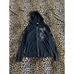 Y2k Street Gothic dressipluus kapuuts Vintage Flower Wings Print Harajuku stiilis dressipluus kapuuts pikkade varrukatega jakk Outwear S must