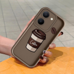 Pehme silikoonist ruudukujulise redeli mustriga telefoni&uuml;mbris, t&auml;ielikult kattev, kaamera p&otilde;rutuskindel kaitse, kummist &uuml;mbris Vivole Vivo V40 5G pruun