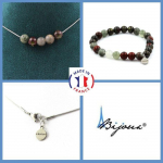 Pierres et Min&eacute;raux. Parure bijoux Bracelet Collier 5 Perles Jaspe sang de Dragon 8 mm. Taille personnalisable. punane