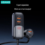 USAMS 165W Kahekordne PD 30W ja QC3.0 Kiirlaadija Autole