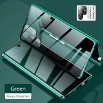 Magnetiline Karastatud Klaasist Privaatsus Metallist Kest Huawei Nova 11 Pro 12 Ultra 10 SE 9 8 7 nova13 jaoks koos Kaamera Objektiivi Kaitsega Kahepoolne Klaaskate Huawei Nova8 Pro roheline