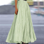 Kevad-suvi Uued soliidsed vabaaja naiste seelikud Vintage k&otilde;rge v&ouml;&ouml;kohaga A-line plisseeritud pikk seelik Naisele elegantne lihtne mood naiste seelik 26386 XL j&auml;rveroheline v&auml;rv