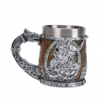 Keskaegne Viking Dragon &otilde;llekruus roostevabast terasest vooderdatud vaiguga 450 ml suure mahutavusega t&uuml;nnikruus Halloweeni kodukaunistus 401-500ml