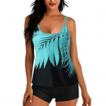 2 tk/komplekt tankini komplekti eemaldatava rihmaga rinnapadjaga reguleeritavad &otilde;larihmad pluusid elastse v&ouml;&ouml;kohaga tr&uuml;kitud ujumisp&uuml;kste komplekt rannariided S sinine