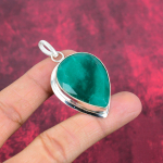 Smaragdripats, 925 h&otilde;bedast ripats v&auml;&auml;riskividega ehe, k&auml;sitsi valmistatud ripats h&auml;mmastav ehe, kingitus talle 2.20 Inches roheline