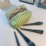 Kirsi Prindiga Skandinaavia Ruuduline Kosmeetikakott - Makrooniv&auml;rvi Tualetitarvete Korraldaja 16cm*12cm*11cm