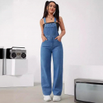 Euroopa ja Ameerika mood: Naiste pesu-denim kombinesoonide trend L tumesinine v&auml;rv