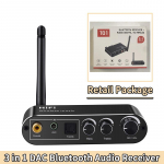 DAC Bluetooth 5.1 helivastuv&otilde;tja U-ketas 3,5 mm AUX RCA optiline koaksiaal Hifi stereo juhtmevaba adapter digitaal-analoogmuundur must