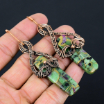 Ruby in Zoisite Handmade Copper Wire Wrap Jewelry Earring 3.35 e4C99