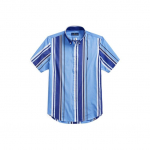 Polo Ralph Lauren SS22 Triibuline Veniv Popliinist L&uuml;hikeste Varrukatega S&auml;rk Meeste S&auml;rgid Sinine MNPOWOV1N820467-999 S
