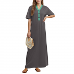 Naiste &ouml;&ouml;s&auml;rk koduriietus l&uuml;hikeste varrukatega taskutega pikk kleit L