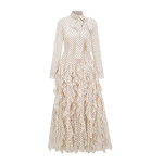 Valgekraeline Commuter Temperament Pikk Kleit T&auml;piline Poolkrae Pikkade Varrukatega Kleit Aastakoosoleku Banketikleidi Seelik S aprikoosi