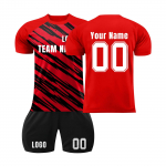 Isikup&auml;rastatud s&auml;rkide komplekt Meeste t&uuml;drukute nimenumbriga Kohandatud jalgpalli kampsunid poistele Treeningkost&uuml;&uuml;m XXL punane