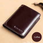 Meeste rahakotid RFID-blokeeringuga ehtsast nahast kolmeosaline &auml;ri l&uuml;hike rahakott meestele ID-akna ja krediitkaardihoidjaga black