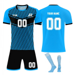 Isikup&auml;rastatud s&auml;rkide komplekt Meeste t&uuml;drukute nimenumbriga Kohandatud jalgpalli kampsunid poistele Treeningkost&uuml;&uuml;m L sinine