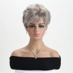 Premium S&uuml;nteetiline Eakate Naiste Parukas L&uuml;hike Hall Parukas Naistele Lokkis Juuksed Tukkidega Naturaalne Pehme Cosplay Ema Vana Naine Kost&uuml;&uuml;m