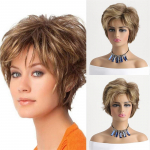 S&uuml;nteetiline Segatud Pruunide Juustega L&uuml;hike Lokkis Tukkidega Parukas Pixie L&otilde;ikus Parukas Naistele Stiilsed Emaparukad Naturaalne Igap&auml;evane Cosplay