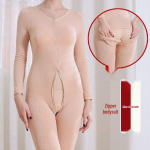 Unisex Suur Suurus Paks Fliis Seljatu Bodysuit Lukuga ja Jalgevahe Avaga K&uuml;lma Ilma jaoks Nude [No Fleece]