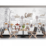 Kohviku seinamaaling Kohviku taustapildid K&auml;sitsi maalitud kohv Retro seinamaaling Restorani kohviku kohviku 3d tapeet 200 cm(W) x 140 cm(H)