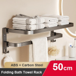 Kokkupandav vannitoar&auml;tikuhoidja komplekt seinale paigaldatav ruumis&auml;&auml;stlik organiseerija t&ouml;&ouml;riistavaba paigaldus alumiiniumsulamist hoiuriiul 50cm-No Hook