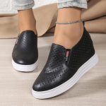 Paksu tallaga peidetud kiilkontsaga naiste kingad &uuml;hev&auml;rvilised hingavad vabaaja tossud naistele mugavad peale libistatavad valged platvormtossud 39 must