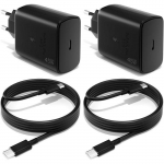2 Chargeur Rapide 45W + 2 C&acirc;ble USB-C 1M pour Samsung Galaxy A16 A17 A36 A56 A07 - Noir