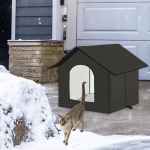 Outdoor Cat House ,Cat Bed, Easy to Assemble, Insulated Kitty Shelter Kitten Hideaway Tent Black L