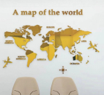 3D Akr&uuml;&uuml;l Maailmakaart Peegel Seinakleebis Kodu Kaunistus DIY Kristallkleebis Kontor Tuba Diivan TV Taustasein Kleebis XXL 2.8x1.4m kuld